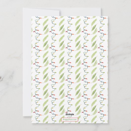 Cartes Pour Fêtes Annuelles Aquarelle lumières de Noël Garland Photo (Dos)