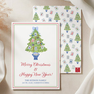 Cartes Pour Fêtes Annuelles Aquarelle Mahjong Christmas Tree