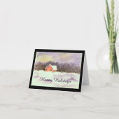 Cartes Pour Fêtes Annuelles Aquarelle Maison d'art de paysage Neige Joyeuses F (Devant)