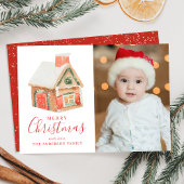Cartes Pour Fêtes Annuelles Aquarelle Maison en pain d'épice Joyeux Noël Photo