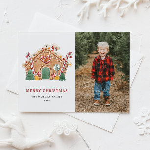 Cartes Pour Fêtes Annuelles Aquarelle Maison en pain d'épice Noël