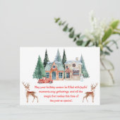 Cartes Pour Fêtes Annuelles aquarelle maison enneigée joyeux noël simple (Debout devant)