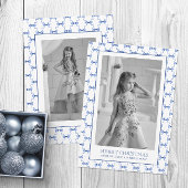 Cartes Pour Fêtes Annuelles Aquarelle Marine Blue Bows Photo de Noël