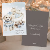 Cartes Pour Fêtes Annuelles Aquarelle mignonne et confortable Petit Chien blan