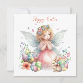 Cartes Pour Fêtes Annuelles Aquarelle mignonne Fée de printemps de Pâques (Devant)