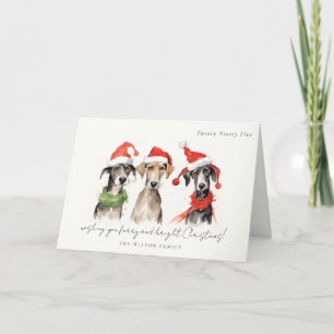 Cartes Pour Fêtes Annuelles Aquarelle mignonne fourrage de chien et Noël brill
