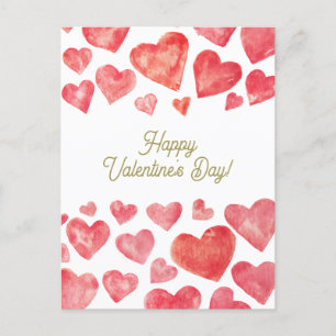 Cartes Pour Fêtes Annuelles Aquarelle mignonne Heureuse Sainte-Valentin Coeurs
