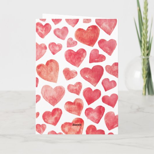 Cartes Pour Fêtes Annuelles Aquarelle mignonne Heureuse Sainte-Valentin Coeurs (Dos)
