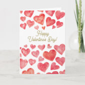Cartes Pour Fêtes Annuelles Aquarelle mignonne Heureuse Sainte-Valentin Coeurs (Devant)