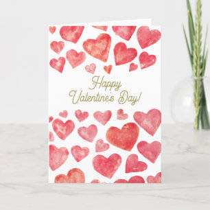 Cartes Pour Fêtes Annuelles Aquarelle mignonne Heureuse Sainte-Valentin Coeurs