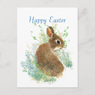 Cartes Pour Fêtes Annuelles Aquarelle mignonne lapin lapin Joyeux Pâques