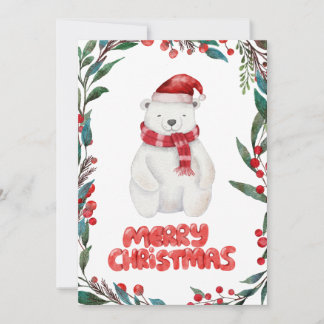 Cartes Pour Fêtes Annuelles Aquarelle mignonne Ours polaire Joyeux Noël