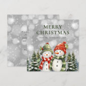 Cartes Pour Fêtes Annuelles Aquarelle mignonne Snowman Joyeux Noël (Devant / Derrière)