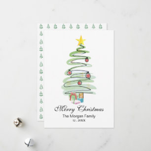 Cartes Pour Fêtes Annuelles Aquarelle minimale Arbre de Noël non photo