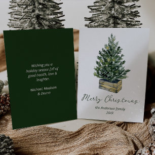Cartes Pour Fêtes Annuelles Aquarelle minimaliste Pine Tree Joyeux Noël