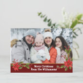 Cartes Pour Fêtes Annuelles Aquarelle Mistletoe Bande rouge Photo de Noël (Debout devant)