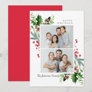 Cartes Pour Fêtes Annuelles Aquarelle Mistletoe Holly Berry Noël 2 PHOTO