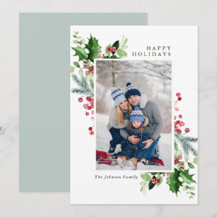 Cartes Pour Fêtes Annuelles Aquarelle Mistletoe Holly Berry Photo de Noël