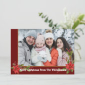 Cartes Pour Fêtes Annuelles Aquarelle Mistletoe Red Gold Frame Noël (Debout devant)