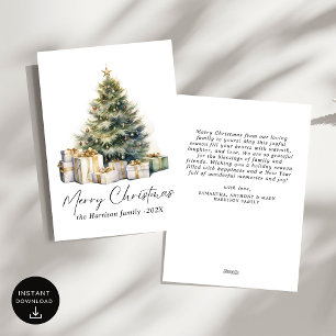 Cartes Pour Fêtes Annuelles Aquarelle moderne Arbre de Noël Non photo