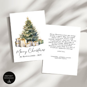 Cartes Pour Fêtes Annuelles Aquarelle moderne Arbre de Noël Non photo
