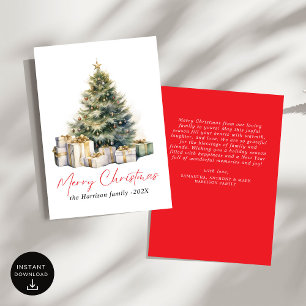 Cartes Pour Fêtes Annuelles Aquarelle moderne Arbre de Noël Non photo