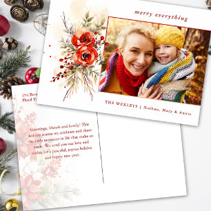 Cartes Pour Fêtes Annuelles Aquarelle moderne chic Photo botanique de Noël