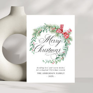 Cartes Pour Fêtes Annuelles Aquarelle moderne courroie Bois non photo Noël