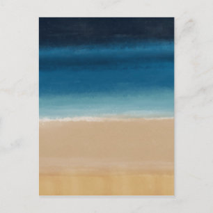 Cartes Pour Fêtes Annuelles Aquarelle moderne Gold Blue Beach