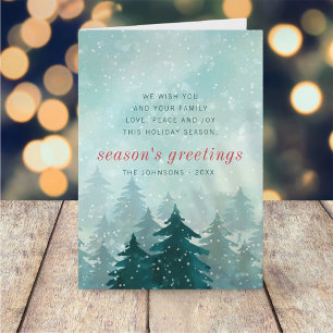 Cartes Pour Fêtes Annuelles Aquarelle moderne Noël Forêt de neige d'hiver