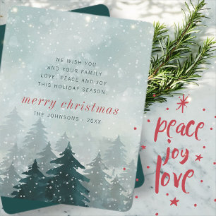 Cartes Pour Fêtes Annuelles Aquarelle moderne Noël Forêt de neige d'hiver