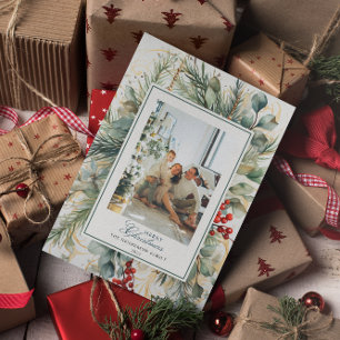 Cartes Pour Fêtes Annuelles Aquarelle moderne photo de Noël botanique