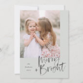 Cartes Pour Fêtes Annuelles Aquarelle moderne Script Sage Vert Joyeux brillant (Devant)