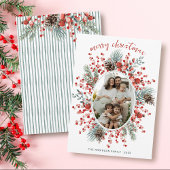 Cartes Pour Fêtes Annuelles Aquarelle moderne vert Wreath Photo Noël