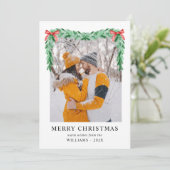 Cartes Pour Fêtes Annuelles Aquarelle moderne Wreath BowPhoto Noël (Debout devant)