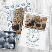 Cartes Pour Fêtes Annuelles Aquarelle Monogramme Chinoiserie Jar Crest Photo