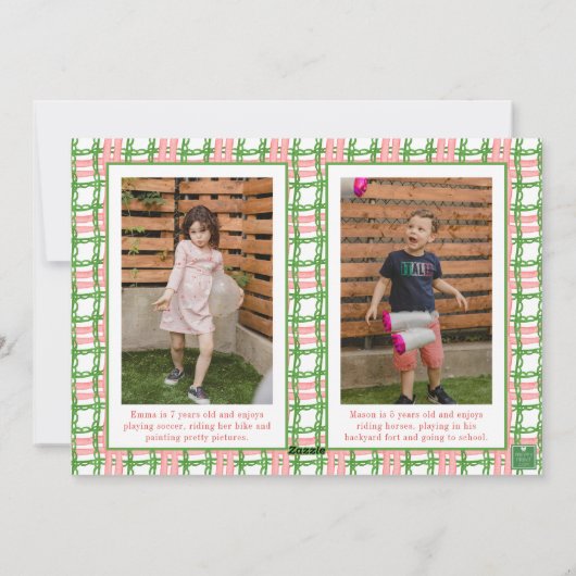 Cartes Pour Fêtes Annuelles Aquarelle Monogramme initial Père Noël Crest Photo (Dos)