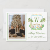 Cartes Pour Fêtes Annuelles Aquarelle Monogramme Première crête de la Nativité (Devant)