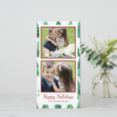 Cartes Pour Fêtes Annuelles Aquarelle Motif d'arbre de Noël (Debout devant)