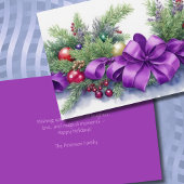 Cartes Pour Fêtes Annuelles Aquarelle Noël À feuillage persistant Ruban Violet