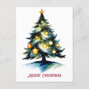 Cartes Pour Fêtes Annuelles aquarelle noël arbre accueil
