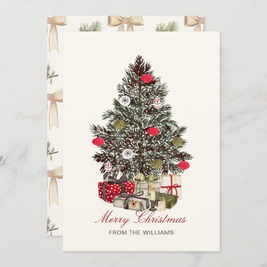 Cartes Pour Fêtes Annuelles Aquarelle Noël Arbre Joyeux Noël (Devant / Derrière)