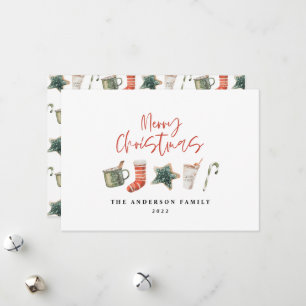 Cartes Pour Fêtes Annuelles Aquarelle Noël biscuit boissons sucre de canne Hol