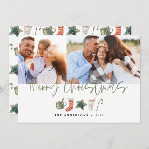 Cartes Pour Fêtes Annuelles Aquarelle Noël biscuit boissons sucre de canne Hol