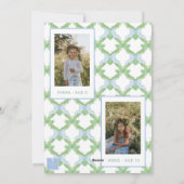 Cartes Pour Fêtes Annuelles Aquarelle Noël bleu Bow Garland Photo (Dos)