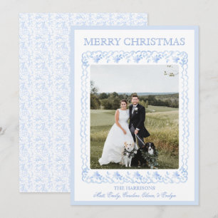 Cartes Pour Fêtes Annuelles Aquarelle Noël Bleu Chinoiserie Une photo