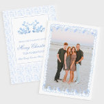 Cartes Pour Fêtes Annuelles Aquarelle Noël Bleu Grandmillentenaire Floral<br><div class="desc">Carte de vacances photo couleur Aquarelle Bleu Grandmillentenaire Floral. Cette belle carte photo de Noël présente des éléments de chinoiserie de Noël aquarelle comme cadre pour une photo. Le retour de l'invitation est Noël Stockings avec la guirlande de Noël et arcs. Il est parfait si vous cherchez une carte photo...</div>