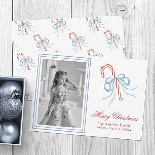 Cartes Pour Fêtes Annuelles Aquarelle Noël Bow Sucre de canne photo