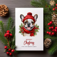 Aquarelle Noël Chien-taureau français