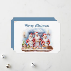 Cartes Pour Fêtes Annuelles aquarelle Noël cuisine Père Noël ajouter un texte